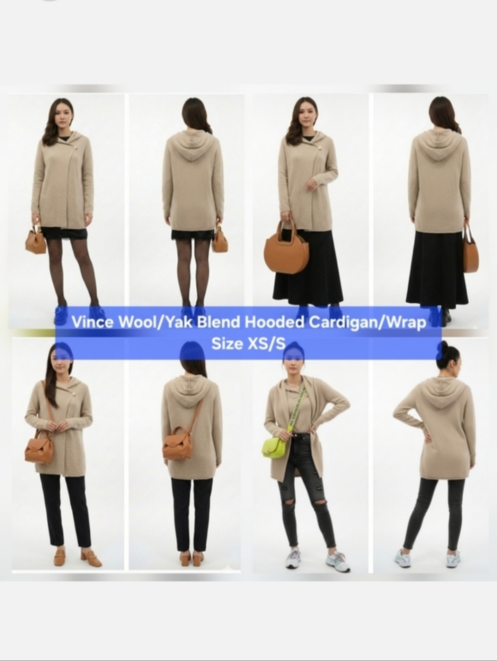 Vince Wool/Yak Blend Hooded Cardigan/Wrap Size XS/S